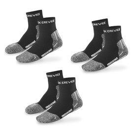 Black Crevice Trekking Socks, Women's & Men's Trekking Socks in Various Colours and Sizes, Hiking Socks with Reinforced Toe & Heel, Climate-Regulating & Breathable, 3 Pairs, Short - Black/White