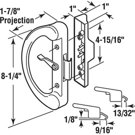 Prime-Line C 1223 Non-Keyed Sliding Glass Door Handle Set – Replace Old or Damaged Door Handles Quickly and Easily – White Diecast, Clamp Style, Surface Mount, Fits 4-15/16 in. Hole Spacing (1 Pack)