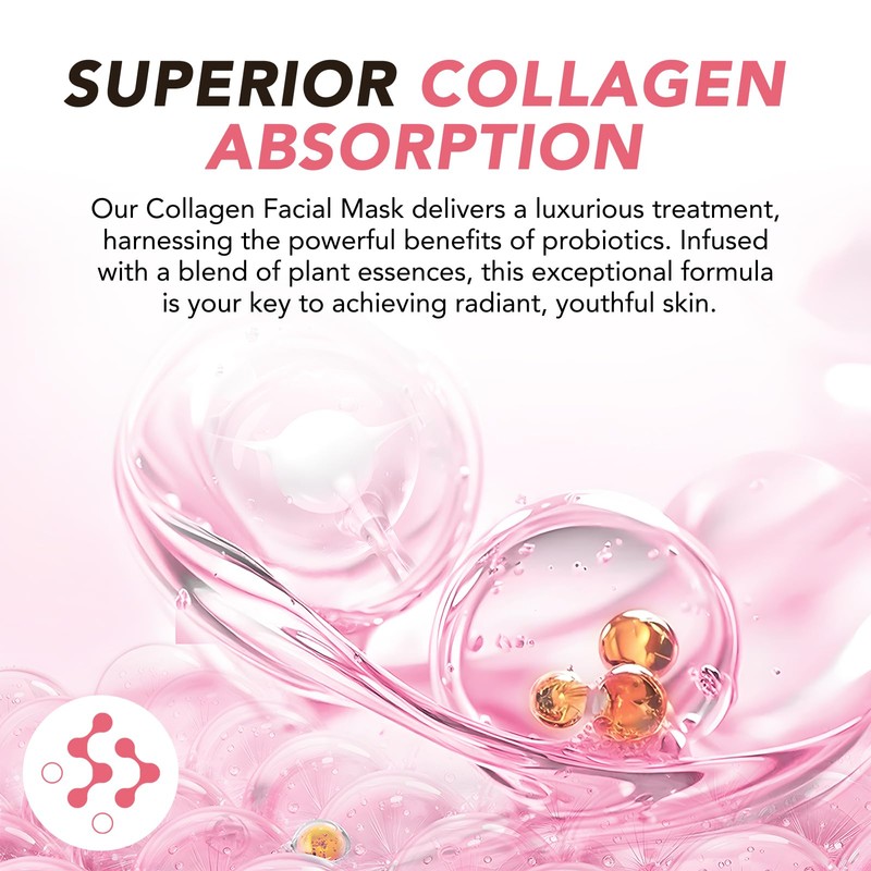 Bio Collagen Face Mask, 4pcs Collagen Sheet Mask, Collagen Night