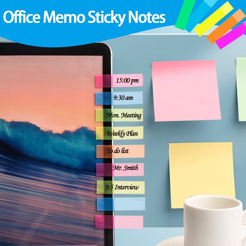 LLYJOYE 1500x Index Tabs, Rectangle & Arrow Sticky Notes Flags,