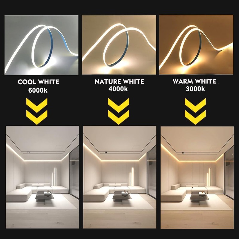 RYE DC12V COB LED Strip Light,Uniform 320LEDs/M Tape Light for