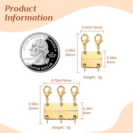 Necklace Layering Clasps, 2 Pcs Necklace Clasps and Closures for Women, 18K Gold Non-Fading Necklace Separator for Layering, Multi Strands Stackable Multiple Necklace Clasp for Women