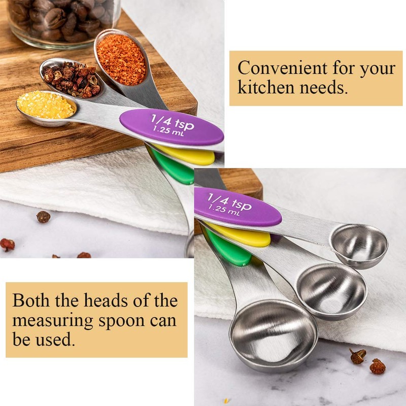 WEZVIX Magnetic Measuring Spoons Set Stainless Steel Double Sided Spoons