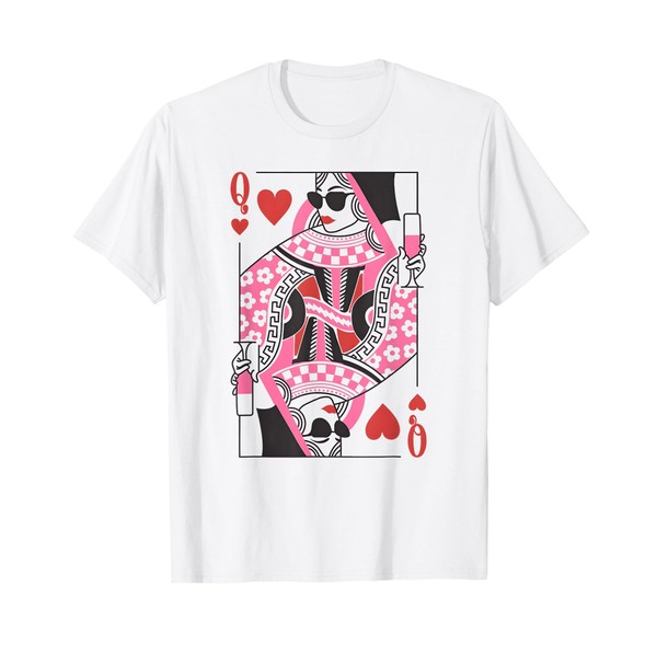 Queen of Hearts Champagne Lover Womens Gifts Valentines Day T-Shirt