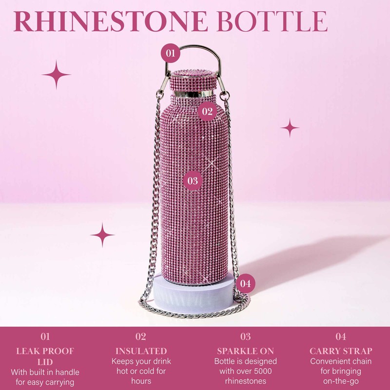 Paris Hilton Diamond Bling Water Bottle With Lid And Removable