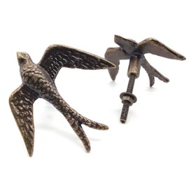 5MOONSUN5 Vintage Cast Iron Closet Door Pull Handles, Bronze Finish, Bird Design knobs Set of 2