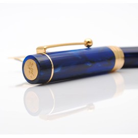 JINHAO Century Tofu 100 18KGP Golden Plated Resin Fountain Pen (Galaxy Blue with Gold Clip, Medium Nib)
