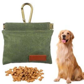 Dog Treat Pouch Treat Pouches For Pet Training Dog Training Treat Pouch Green Pocket Sized Pet Training Pouch Cotton Fabric Hand Free Dog Walking Bag With Carabiner Auto Closing Pet Feed Snack Reward