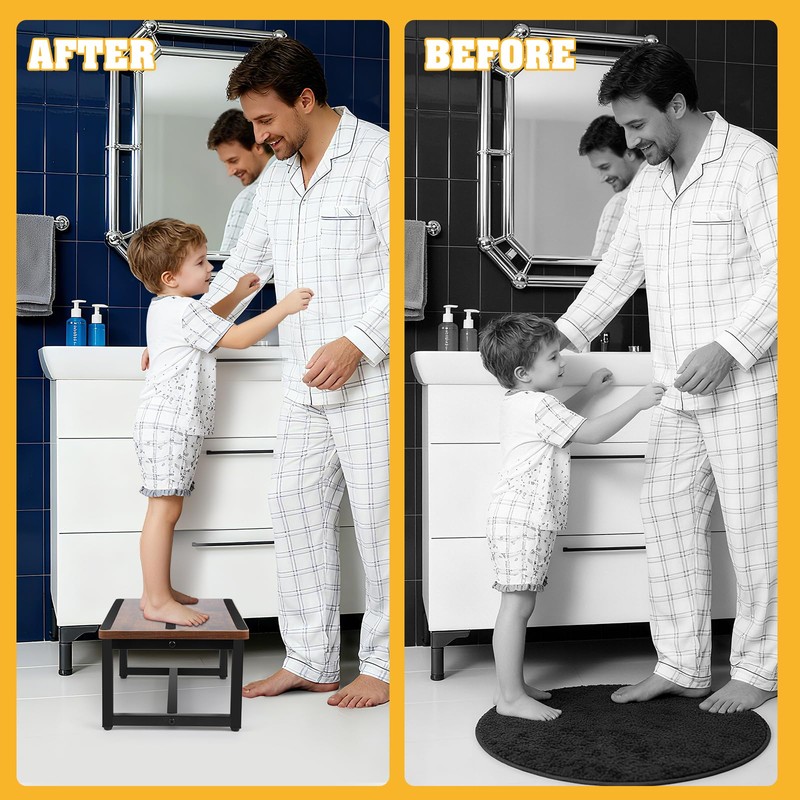 Wooden Step Stools for Non-Slip Rubber Feet, Heavy Duty Stepping