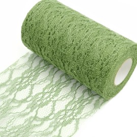 Table Runner Lace Green, 15 cm x 22.5 m Decorative Table Runner Roll Retro Table Runner for Wedding, Christening, Christmas, Decorative Fabric for Table Decoration, Packaging, Crafts & DIY (Eucalyptus