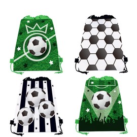 QYCX 12 Packs Soccer Party Favors Bags Drawstring Gifts Bags Soccer Party Decorations Colorful Soccer Candy Bag Soccer Goodie Bags Soccer Drawstring Backpack for Soccer Sport Football Party Supplies