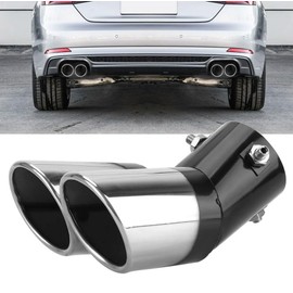 Auspuffblende Doppelrohr, Auto Universell Auspuff Schalldämpfer Endrohr, 63 mm Edelstahl Auto Doppelauspuff Endrohr Autozubehör Geeignet für Autoauspuffrohre mit einem Durchmesser von 5,3–3,8 cm