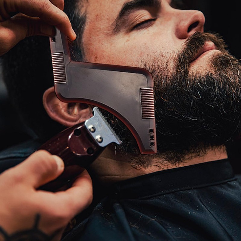 2-Piece Beard Stencils, Beard Styling Shapes, Symmetrical Beard Stencils for