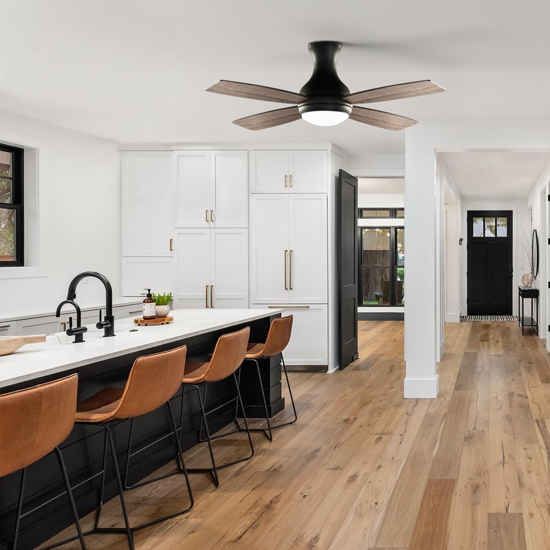 Consciot Ceiling Fan With Lights, 52 Inch Modern Black Ceiling