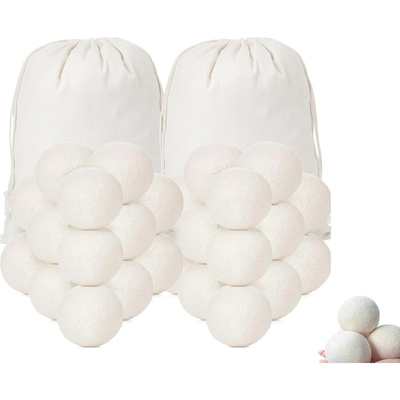 Reusable 100% New Zealand Wool Dryer Balls - Fluffier, Softer