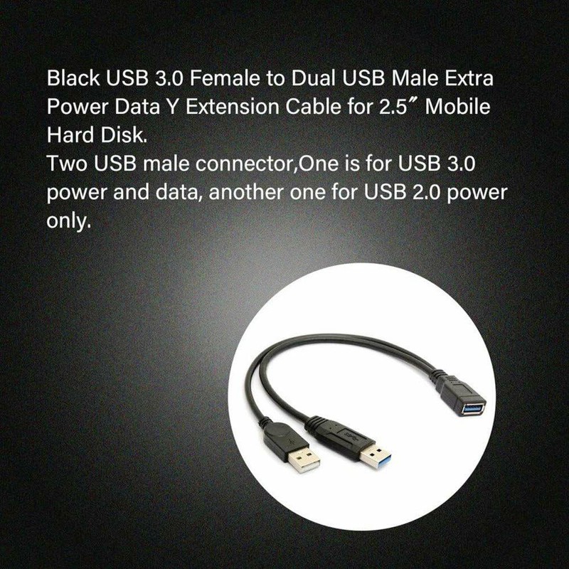 FASTELECTRIC USB 3.0 Female to Dual USB Male Extra Power
