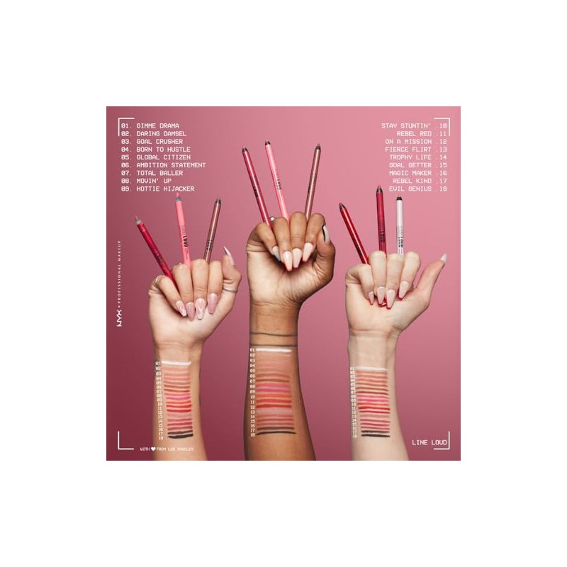 NYX Professional Makeup, Line Loud Lip Liner, Delineador de Labios,