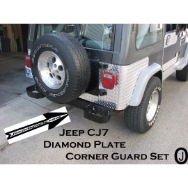 J & O Carts Parts Fits Jeep CJ7 2 PC Diamond Plate Rear Body Armor Quarter Panel -Corner Guard Set