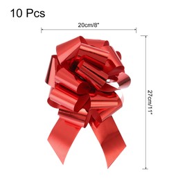 QUARKZMAN 10 Stück 8 Zoll Metallische Große Ziehschleife Geschenkverpackungsschleifenband für Hochzeitsauto-Körbe Präsentiert Weihnachtsschleife, Rot