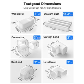 Toutgood 3'' 14Ft Mini Split Line Set Cover Kit for Minisplit Ductless Linset Air Conditioners and Heat Pumps, Central AC Decorative Upgraded UV-Proof Strong & Durability PVC Pipe