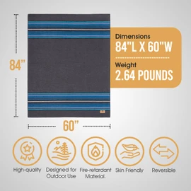Chubbuck 100% Wool Blanket Camping (60" x 84") - Large Warm Blanket for Camping, Emergency, Outdoor Concerts and Home Use - Fire Retardant, Soft and Warm Blankets for Winter (Lakeland)