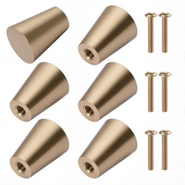 NAKUPENDA Pack of 6 Furniture Knobs, Gold Furniture Handles, Solid Brass Cabinet Knobs, Drawer Knobs, Copper Gold Drawer Handle for Cabinets, Bookshelves, Chest of Drawers (15 x 19 mm)