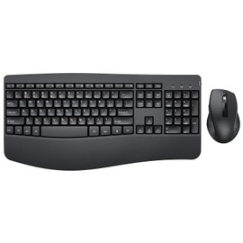 Ergonomic Keyboard and Mouse Combo - Full Size Keyboard Cordless with Palm Wrist Rest Ergonomic Mouse Wireless for Windows Computers Laptops - Black (Upgrade)