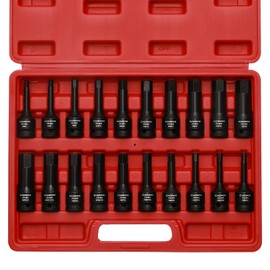 CASOMAN 1/2" Drive Master Impact Hex Bit Set, Hex Driver, SAE/Metric, 1/4" - 3/4", 6mm - 19mm, Cr-Mo Steel,Impact Grade, One-Piece Construction, 20-Piece 1/2" Drive Allen Bit Socket Set