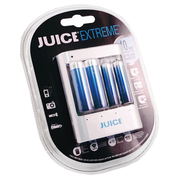 Juice® Jerhoj421002 Extreme Rapid Usb Charger Plus 2 "aa" Plus 2 "aaa"1500