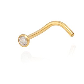 NKlaus 11228 Nose Piercing 750 Gold 18 Carat Spiral Shape 2 mm Zirconia White, Yellow Gold