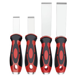 ROTATION Extra Thick Scraper Set, 4 piece, Soft Grip, Heavy Duty, Scraper with Hammer End, Stainless Steel Putty Knife