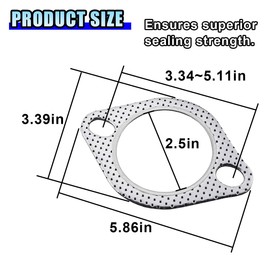 DUSCOKE 2PCS Car Exhaust Gasket, Ultra Seal 2-Bolt 2.5" Reinforced High Temperature Gaskets Exhaust Flange Gaskets, Standard Exhaust Manifold Gasket Replacement Car Accessories (2.5 Inch)