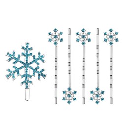 HLLMX 6 PCS Snowflake Hair Clip Christmas Blue Rhinestone Snowflake Hair Clip Blue Rhinestone Decorative Metal Bobby Hair Pins Rhinestone Bridal Hair Clips Barrettes for Women Girls