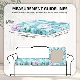 BIETYONE 8Pcs Stretch Patio Cushion Covers,Outdoor Couch Covers Replacement,Outdoor Couch & Sofa Slipcovers,for Patio Furniture Cushion Covers,Washable Reusable urniture Protector(Hummingbird,8PCS)