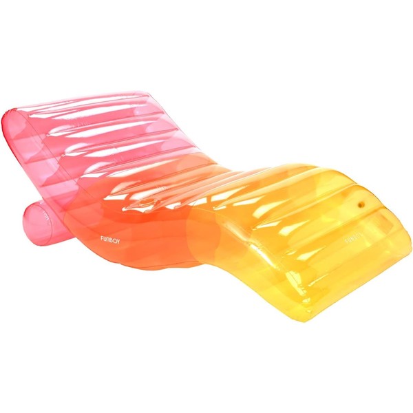 FUNBOY Giant Inflatable Luxury Clear Rainbow Chaise Lounger, Chair Pool Float for Adults, Perfect for a Summer Pool Party