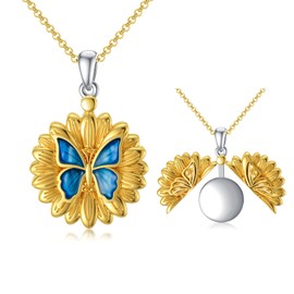 SOULMEET Sterling Silver Heart Shape Round Locket Necklace Picture Photo Locket Necklace Jewelry Gift for Women Girls Birthday Mother's Day, Gold-plated metal