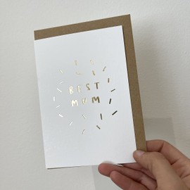 Old English Co. Best Mum Confetti Card - Gold Foil Birthday Card for Mum | Just Because, Mother's Day, Thank You Card for Her | Blank inside with envelope