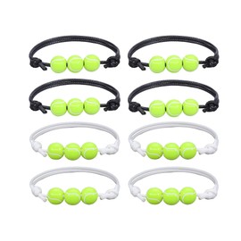 TUKEVA Pack of 8 Tennis Ball Bracelets, Adjustable Tennis Beads, Sports Themed Charm Bracelets, Adjustable Cord, Braided for Teens, Students, Adults, Outdoor Gift, Plastic