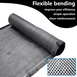 Carbon Fiber Fabric Roll 6.5ft x 12”Fabric Mesh Carbon Fiber Cloth 12k/400g Plain Weave Carbon Fiber Sheet Pure Fabric Roll for Cars for Structural Reinforcement on Concrete Walls, Basements, Boats DI