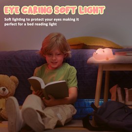 OkiyiD Cute Hippo Gifts, Hippo Night Light for Kids, Kawaii Silicone Baby Night Light, Hippopotamus Animal Night Lamp, Rechargeable Dimmable Bedside Lamp for Kids Bedroom Decor