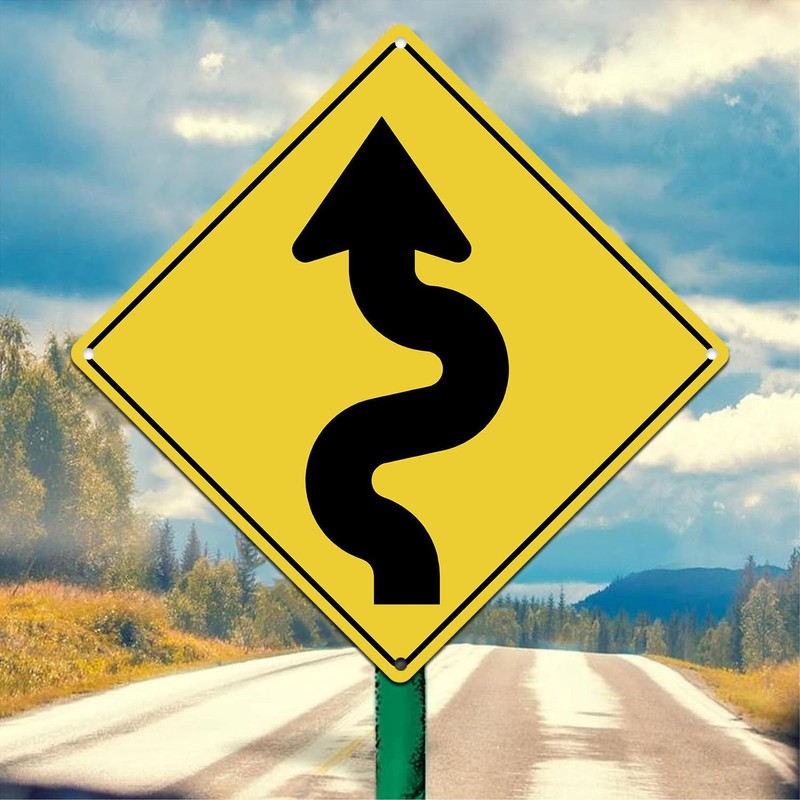 Winding Road with Sharp Turn Symbol Aluminum Novelty Traffic Sign