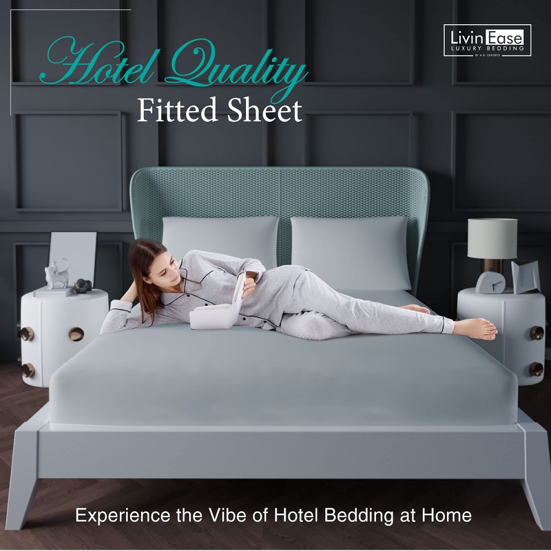 LivinEase Double Fitted Sheet -10inch(26cm) Deep Cotton Blend Fitted Sheets