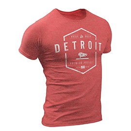 Detroit Built-to-Build Cars T-Shirt by Detroit Rebels | Mens Vintage Motor City Tshirt Heather Red