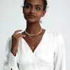 Zeffy Layered Long Pearl Necklaces Dainty Gold Pearl Lariat Necklace