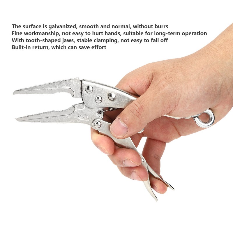 Long Needle Locking Pliers Galvanized Stainless Steel Tooth shaped Jaw
