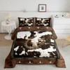 Cowhide Print Comforter Set King Size,Bull Skull Horseshoes Western Animals