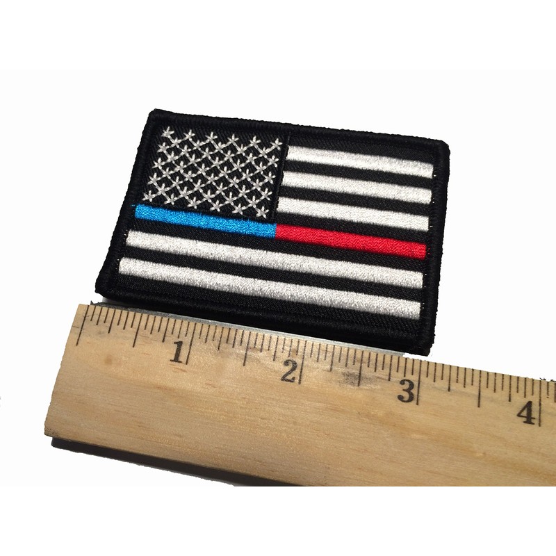 2x3" Thin Red and Blue Line Hook/Loop Patch United States