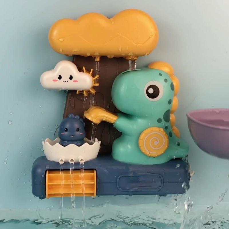Baby Bath Toy Dinosaur Shaped Water Spraying Rotating Bathtub Waterwheel