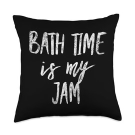 Mom Dad Bath Time My-Jam Tub Bath Funny Mom Dad Parent Bathtub Kids Family Time Throw Pillow, 18x18, Multicolor