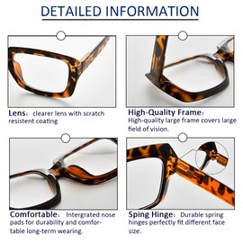 Eyekepper 4 Pack Ladies Reading Glasses - Stylish Oversized Square Readers for Women